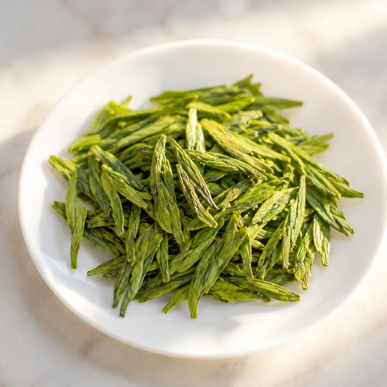 Green tea leaves
